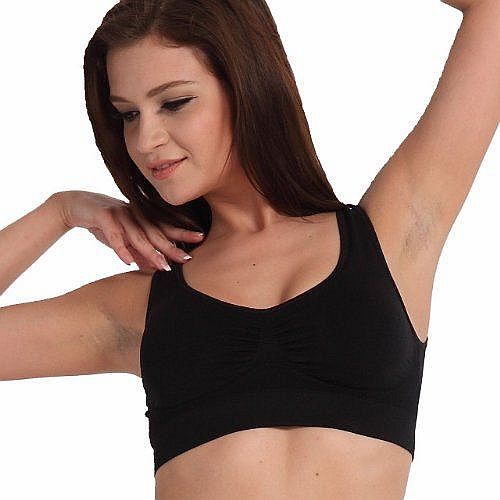 SIA Womens Vest Sports Bra Seamless Top Yoga Walk Padded Support Racerback Black S