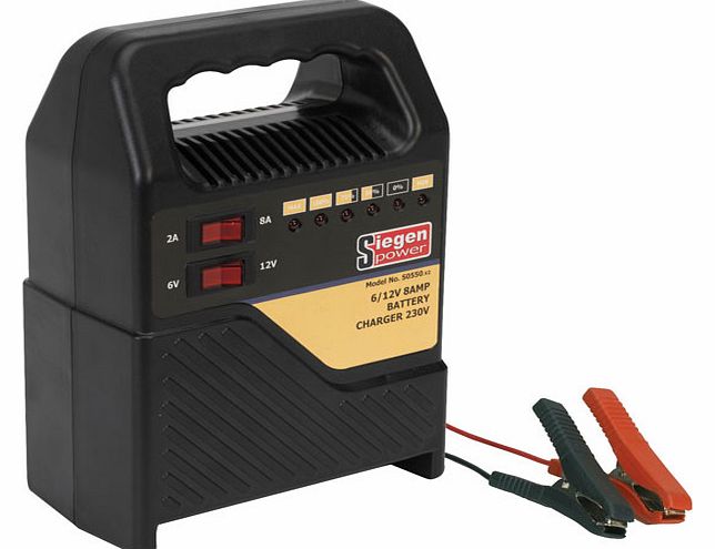 Siegen Tools Battery Charger 6/12v 8amp 230v S0550