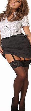 Silky Super Shine lace top stockings barely black one size 50`` - 58``