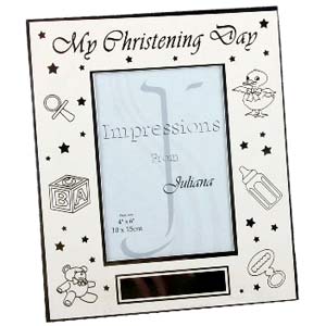 and White Christening Photo Frame