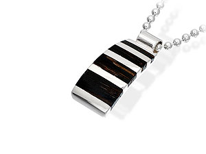 and Wood Curved Pendant and Ball Chain 019308
