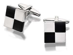 Cats Eye Chequerboard Swivel Cufflinks -