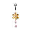 SILVER Flower Dropper Navel Bar