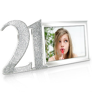 SILVER Glitter 21st Birthday Photo Frame