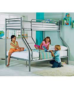 Silver Metal Triple Sleeper with Comfort Mattress