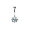 SILVER Multi Jewelled Daisy Navel Bar