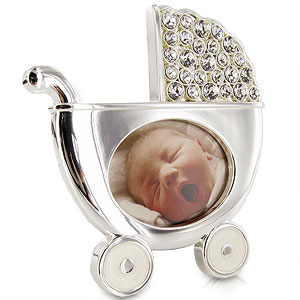 SILVER Plated Pram Photo Frame Bambino