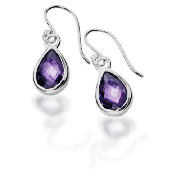 SILVER PURPLE CZ DROP EARRINGS