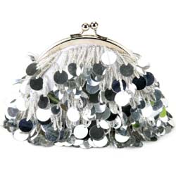 Silver Sequin Evening Bag