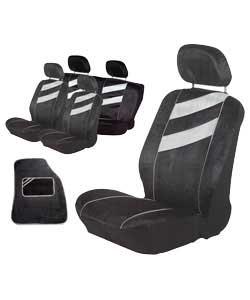 Silver Stripe Car Seat and Mat Set