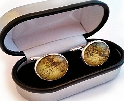 SilverFox World/Earth Cufflinks and Cuff link presentation box