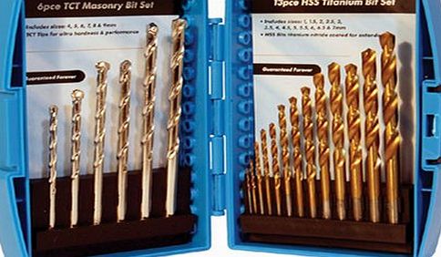 Silverline Tools Silverline 633805 HSS Titanium and TCT Masonry Drill Bit Set 19-Piece