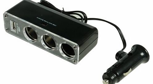 Silverline 892835 Car Cigarette Lighter Splitter + USB Adaptor 12V Output