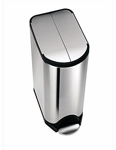 simplehuman Butterfly Pedal Bin, 30 L - Fingerprint-Proof Brushed Stainless Steel Finish