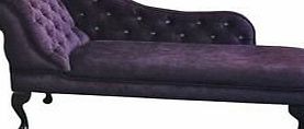 Simply Chaise Designer Chaise Longue in Purple Chenille Fabric with Diamante Crystals