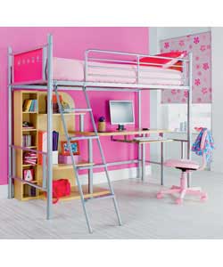 High Sleeper/Sprung Mattress and Storage - Fuschia