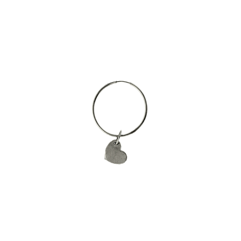 single Hoop Earring-Heart Black Gold