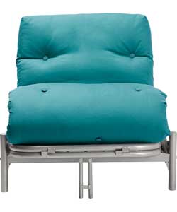 Single Metal Futon Sofa Bed with Mattress - Teal