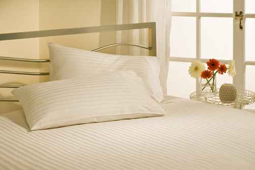 single Sateen Stripe Duvet Cover - Cream - Cream