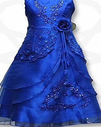 SIRRI Flower Girls Formal Layered Wedding Dresses Bridesmaid Party Dress Age 4 to 15 Y (13-14 Years, Royal Blue)