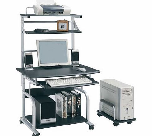 SixBros. Office SixBros. Mobile Computer Desk - PC Workstation - Office Desk - Grey-Black - CT-7800AF/51