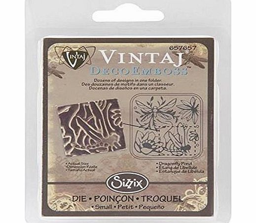 Sizzix DecoEmboss Embossing Folder 2.725X2.375 by Vintaj Dragonfly Pond