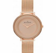 Skagen Ladies Ditte Rose Gold Tone Mesh Strap