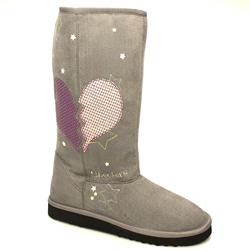 Female Spacious Heart Calf Suede Upper Calf/Knee in Grey