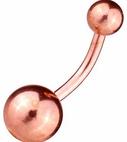 SkinArt Belly Bar Banana Navel Piercing, Body Jewellery, Rose Gold Plated