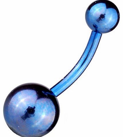 Belly Bar Banana Navel Piercing Titanium Blue, Body Jewellery