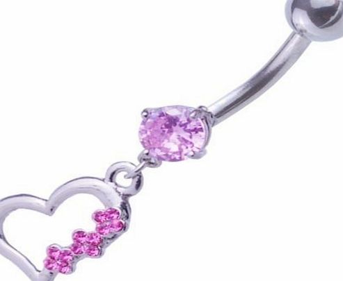 SkinArt Belly Bar Banana Navel Piercing Titanium, Body Jewellery, Heart Pink