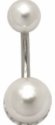 Belly Bar Navel Piercing Banana 925 Sterling Silver, Body Jewellery, Pearl