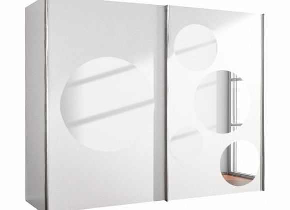 Sliding Robes Spott: White Sliding Door Wardrobe with Mirror Spots - 202cm or 236cm Wide - German Made Bedroom Furniture (202cm)