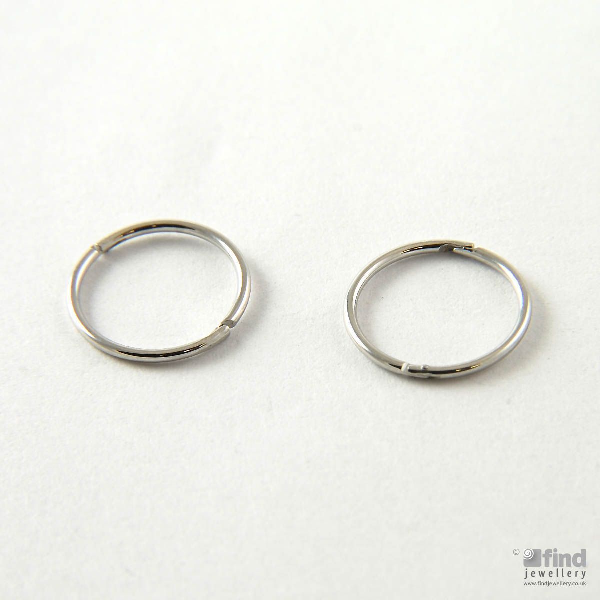 11mm 9ct White Gold Sleeper Hoop Earrings