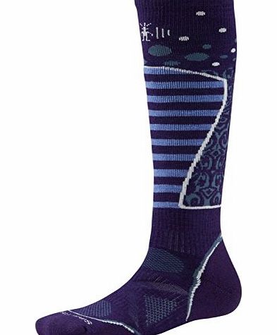 Smartwool Womens PhD Ski Medium Pattern Sock - Imperial Purple/White, Large (8-10.5)