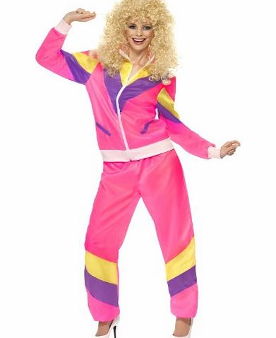 Smiffys 1980s Shell Suit   Wig Ladies Fancy Dress Retro 80s Tracksuit Womens Costume New (Women: 16-18)