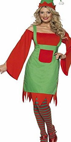 Smiffys Cute Elf Ladies Fancy Dress Costume, Dress, Apron amp; Hat Size 8-10