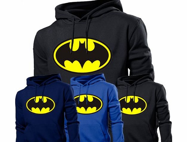 SnS Online Mens Boys Womens Ladies Girls Unisex Batman Comic Super Hero Hoodies Hooded Sweatshirt Pullover Hoodie Sweat Hoody Casual Sports - Black - L - Chest : 42`` - 44``