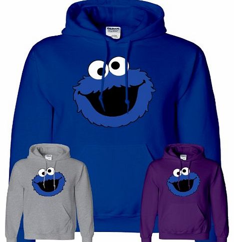 Mens Boys Womens Ladies Girls Unisex Cookie Monster Sesame Street Hoodies Hooded Sweatshirt Pullover Hoodie Sweat Hoody Casual Sports - Royal Blue - S - Chest : 34`` - 36``