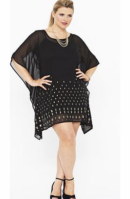 So Fabulous Sequin Hem V Neck Kaftan Dress