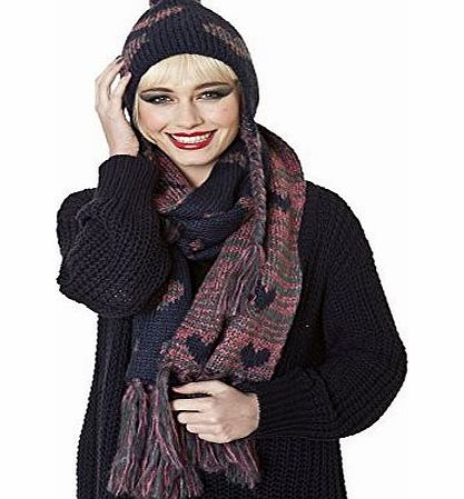 Socks Uwear Ladies Fairisle Knit Fashion Winter Trapper Style Hat And Scarf Set