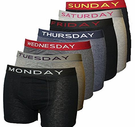 Mens Novelty Days Of The Week Motif No Fly Boxer Shorts Underwear 7 pk SML