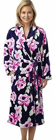 Socks Uwear Rose Floral Supersoft Warm Fleece Wrap Over Bathrobe 18-20 Navy Blue