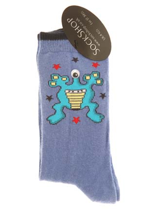 Sockshop Boys 1 Pair Moving Eye Alien Cotton Rich Socks 6-8.5 Kids