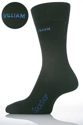 Mens 1 Pair SockShop Individual Black Embroidered Socks - 60 Names To Choose From Jock