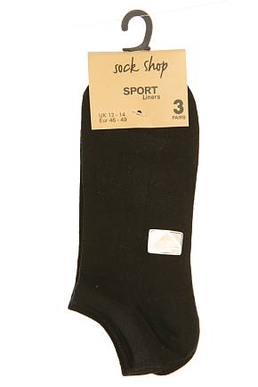 Sockshop Mens 3 Pair Cotton Rich Trainer Liners Black