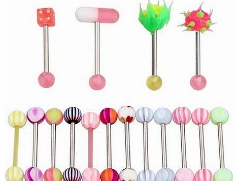 16 X Assorted Tongue Nipple Bar Ring Barbell Piercing