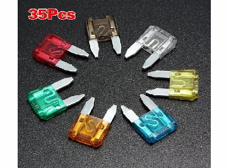 SODIAL(R) 35 Piece MIXED Mini Blade Fuse AUTO Car Motorbike 5 7.5 10 15 20 25 30 AMP