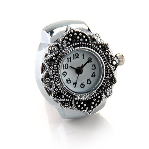 Tibetan Silver Flower Men Lady Finger Ring Watch 0.87`` HOT