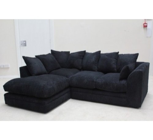 Sofas4Less NEW BYRON/DYLAN JUMBO CORD CORNER SOFA IN BLACK, BROWN OR GREY **FOAM FILLED**